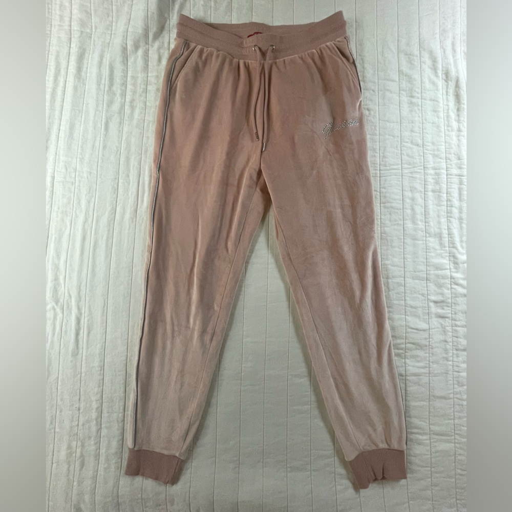 Guess Blush Super Soft and Cozy Velour Jogger Pants Medium